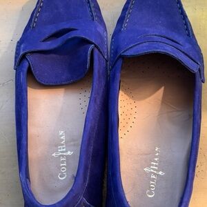 Blue Suede driving loafers.